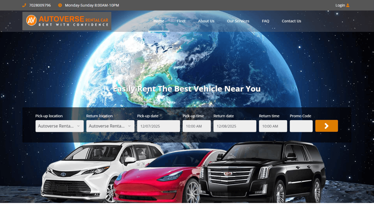 Autoverse Rental Car Website Design & Local SEO